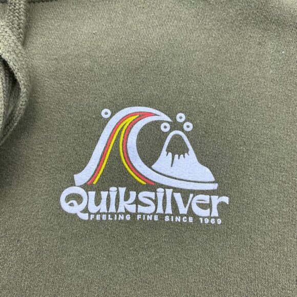 Quiksilver Hoodie Sweater Men Large L Olive Green Pull Over Hooded Activewear - Picture 3 of 9